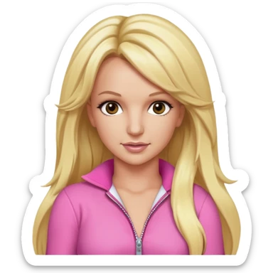 Britney Spears long blonde hair, pink outfit sticker