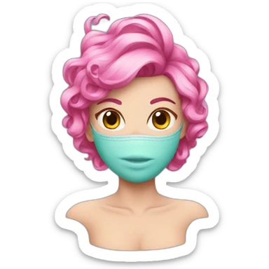 pink hair mistress with an mask sticker
