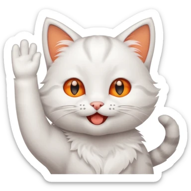 Cute kitty winking and waving and having a good time sticker