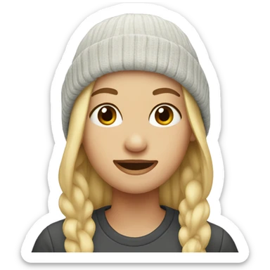 Blonde girl in beanie hat sticker