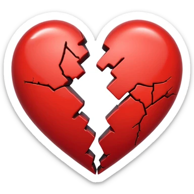 heart broken in half red sticker