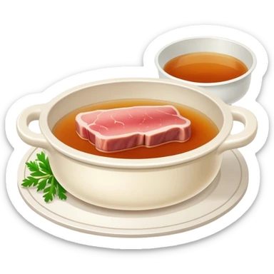 Simple boiled meat dish with bone broth. sticker