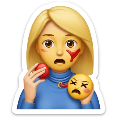 Women emoji choking herself with x’s for eyes sticker
