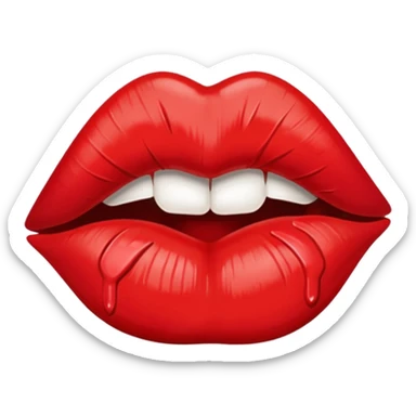 red kiss print sticker