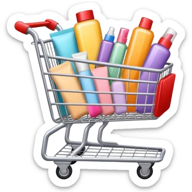 shopping cart full of beauty products sticker