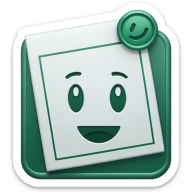 white documents with dark green stamp and small details in the same color, minimalist, emoji style sticker