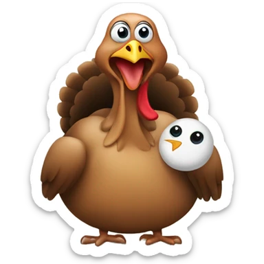 Turkey holding toddler saying you better not eat me sticker