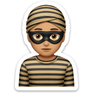 A theif robber emoji,Stripped shirt,eye mask. sticker