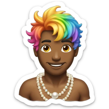 posh-muscle-boy-with-pearl-necklace-and-rainbow-unicorn-hair-in-golden-bathtub sticker