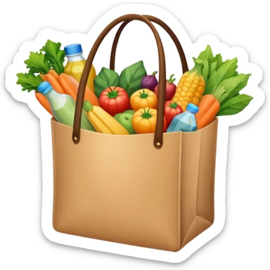 cartoon market bag. top view sticker