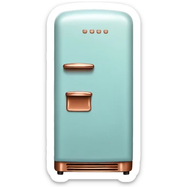 Realistic pastel blue and metallic copper vintage fridge.  sticker