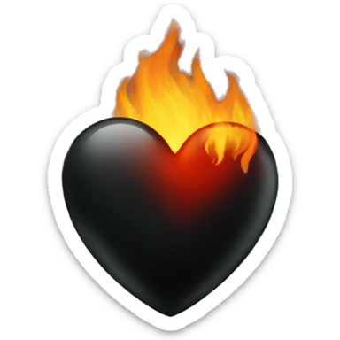 Black heart with fire  sticker