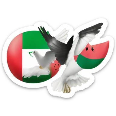 Palestine flag with doves and a watermelon sticker