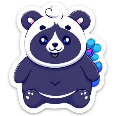 Chubby panda with peacock tail and sparkly eyes sticker