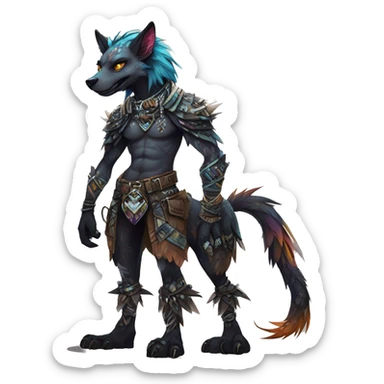 cool edgy fantasy animal fursona creature by griffsnuff & LiLaiRa & Falvie with badass colors with patterns and a spiked collar full body sticker