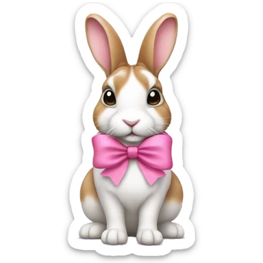 Dutch rabbit with a pink bow  sticker