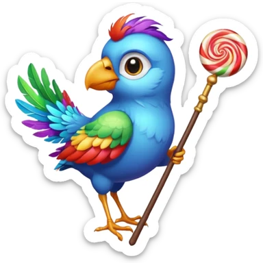 A bird with a magic candy staff sticker