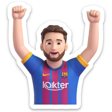 Lionel Messi as an emoji, celebrating a goal, arms raised sticker