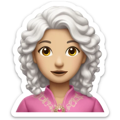 a girl with a white hair and pink in the end and a pink eyes with royal clothes sticker