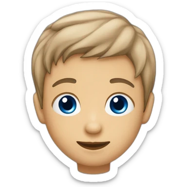 un niño con pelo liso, corto y cafe con ojos azules sticker