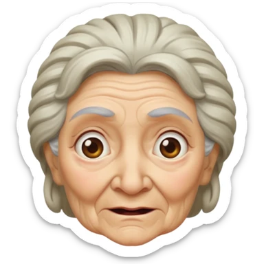 Old ugly grandma with covered hair sticker