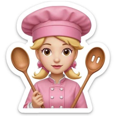 Pink chef hat princess peach with a spoon sticker