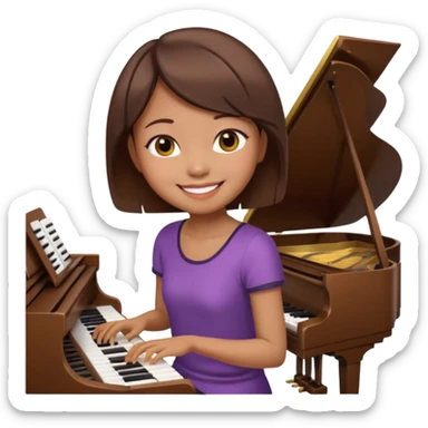 chinese indonesian short brown hair piano teacher emoji sticker