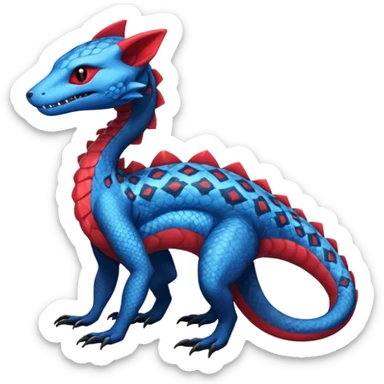 Blue red black white Salandit-genet-Salamence-fusion-hybrid-creature (full body) sticker