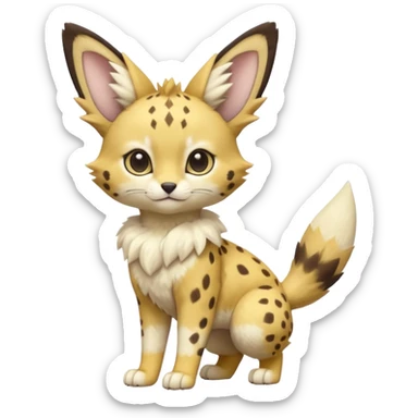 Cute realistic lifelike elegant Serval-Sergal-Picchu-Minccino-Pikachu-Fakemon-Pokémon-creature  sticker