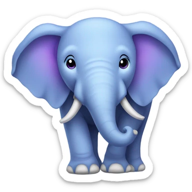 elephant with light blue and purple sticker