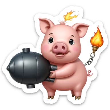 pig with bomb sticker
