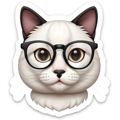 cat black adn white with glasses sticker