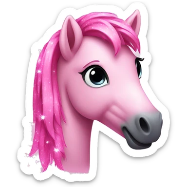 Pink pony with sparkles  sticker