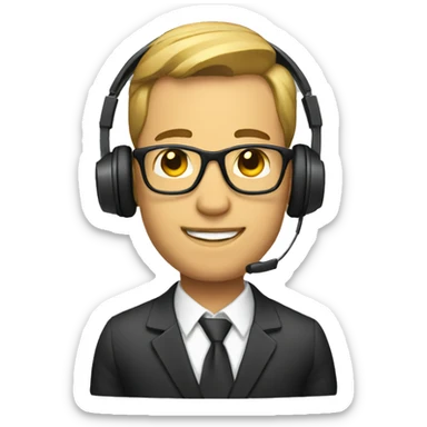 man in a business suit and headphones sticker