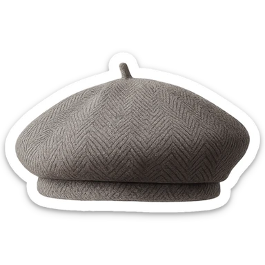a fashionable beret with a herringbone pattern, soft fabric look, elegant, no background sticker