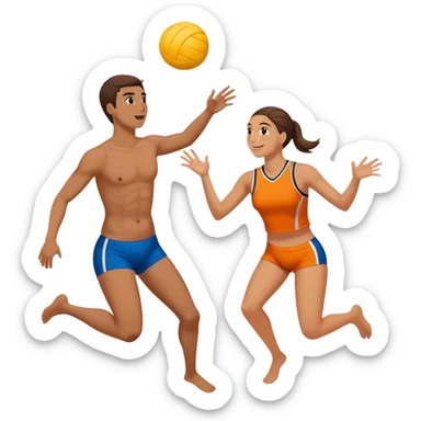Two friends playing volleyball sticker