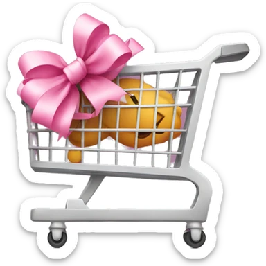 Shopping cart with pink bow  sticker