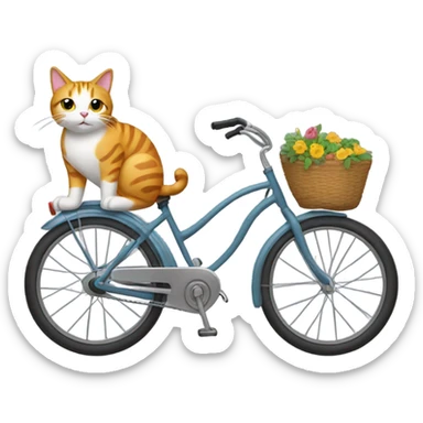 Bike with a cat riding it sticker