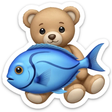 baby blue tang fish next to a teddy bear sticker