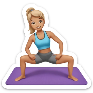 Happy person on exercise mat doing workout moves sticker