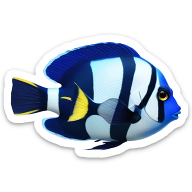 a marine fish named Blue Tang Fish focus on its coloration.  It looks like Dory in movie Finding Nemo.Please respect this fish‘s natural color. There is no white color on its body. sticker