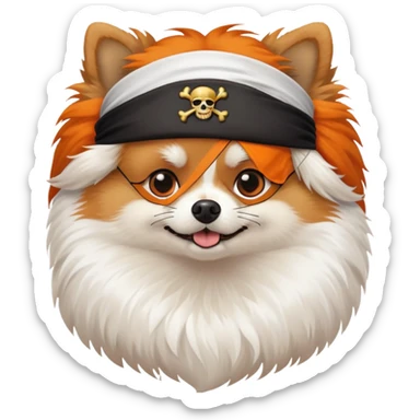 A pirate pomeranian with an eye patch sticker