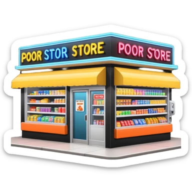 Convenience store named poor store and more sticker