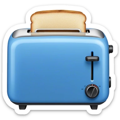 toaster, front view, blue color sticker