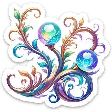 Epic divine sparkly glittery shiny legendary celestial vines flowery complex detailed iridescent gradients marbles aesthetic-scenery-Decorations sticker