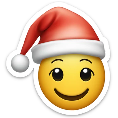 Winking smiley face wearing Santa Claus hat sticker