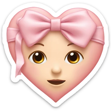 Baby pink heart with bow  sticker