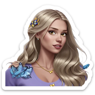 blonde girl with butterfly jewelry sticker