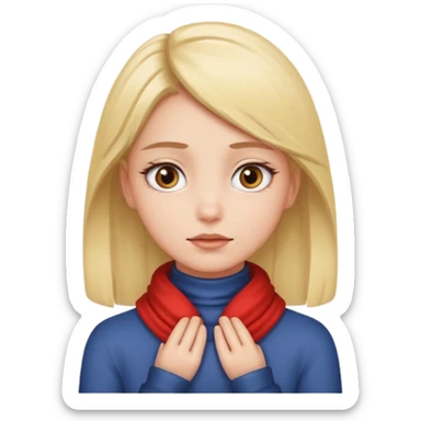 Girl with hands around her neck  eyes staring at camera  sticker