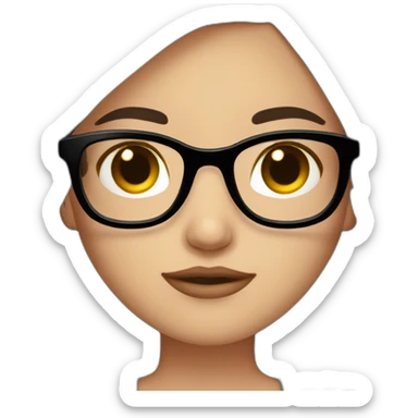 Dark brown hair girl with red rimmed eye glasses blushing sticker